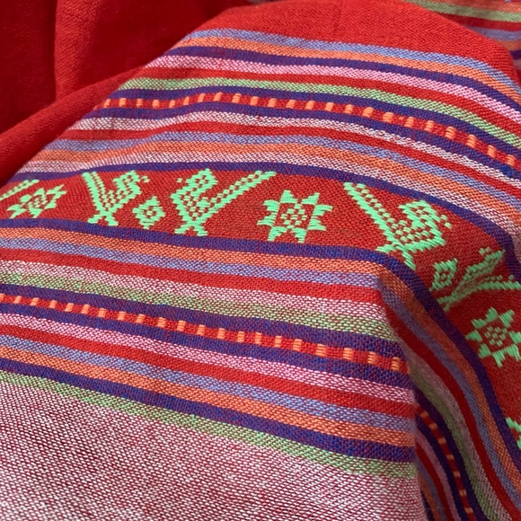 Red Stripe Patterned Summer Midi Skirt - Picture 3 of 4